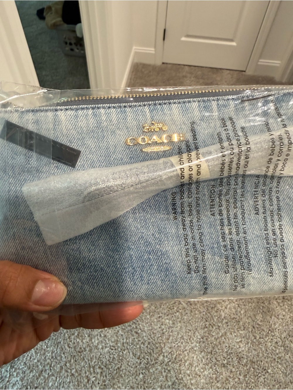 Coach Loved Denim Large Wristlet with Gold Hardware - Picture 10 of 10